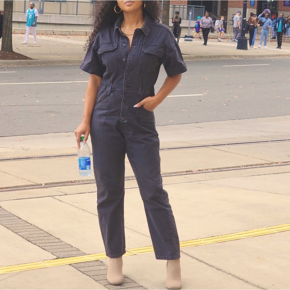 Iron Black Jean Jumpsuit Medium